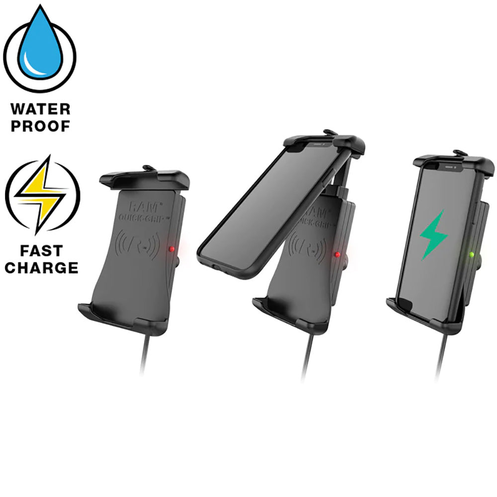 RAM Mount Quick-Grip 15W Waterproof Wireless Charging Holder w/Charger [RAM-HOL-UN14WB-V7M-1]