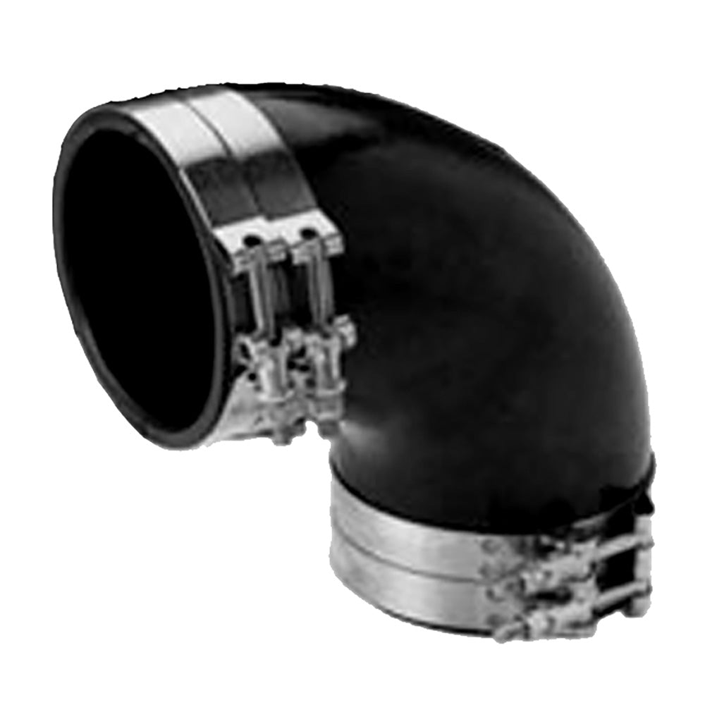 Trident Marine 3&quot; ID 90-Degree EPDM Black Rubber Molded Wet Exhaust Elbow w/4 T-Bolt Clamps [TRL-390-S/S]