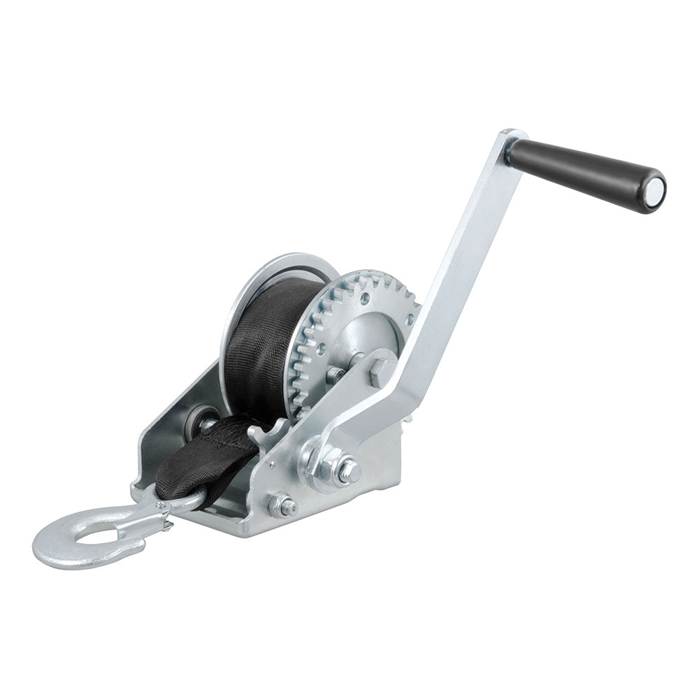 CURT Hand Crank 900 lb. Winch w/15 Strap  6-1/2&quot; Handle [29433]