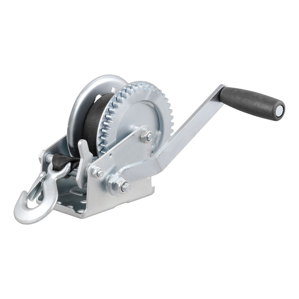 CURT Hand Crank 1400 lb. Winch w/20 Strap  7-1/2&quot; Handle [29435]