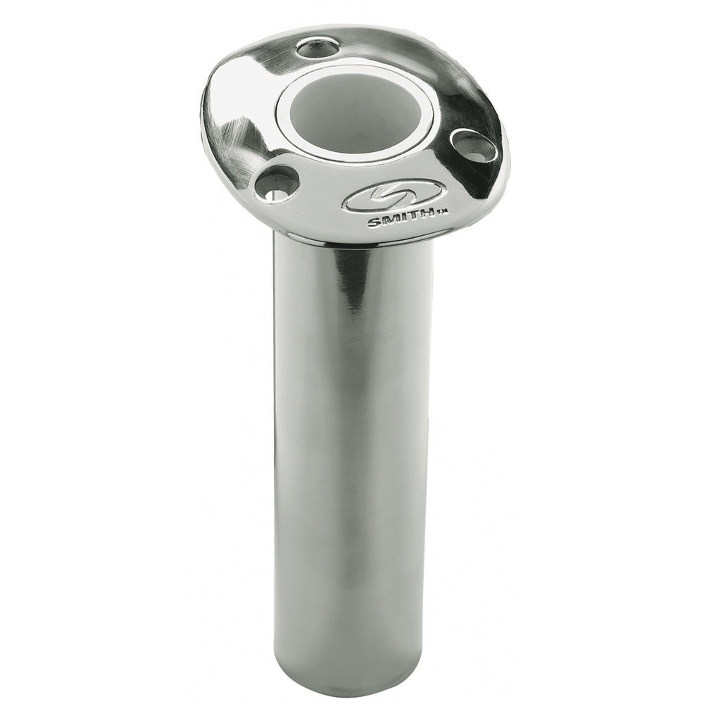 C.E. Smith Flush Mount Rod Holder - 0 Degree  9&quot; Depth - Stainless Steel - Cast Bottom - White Vinyl Liner [53670CA]