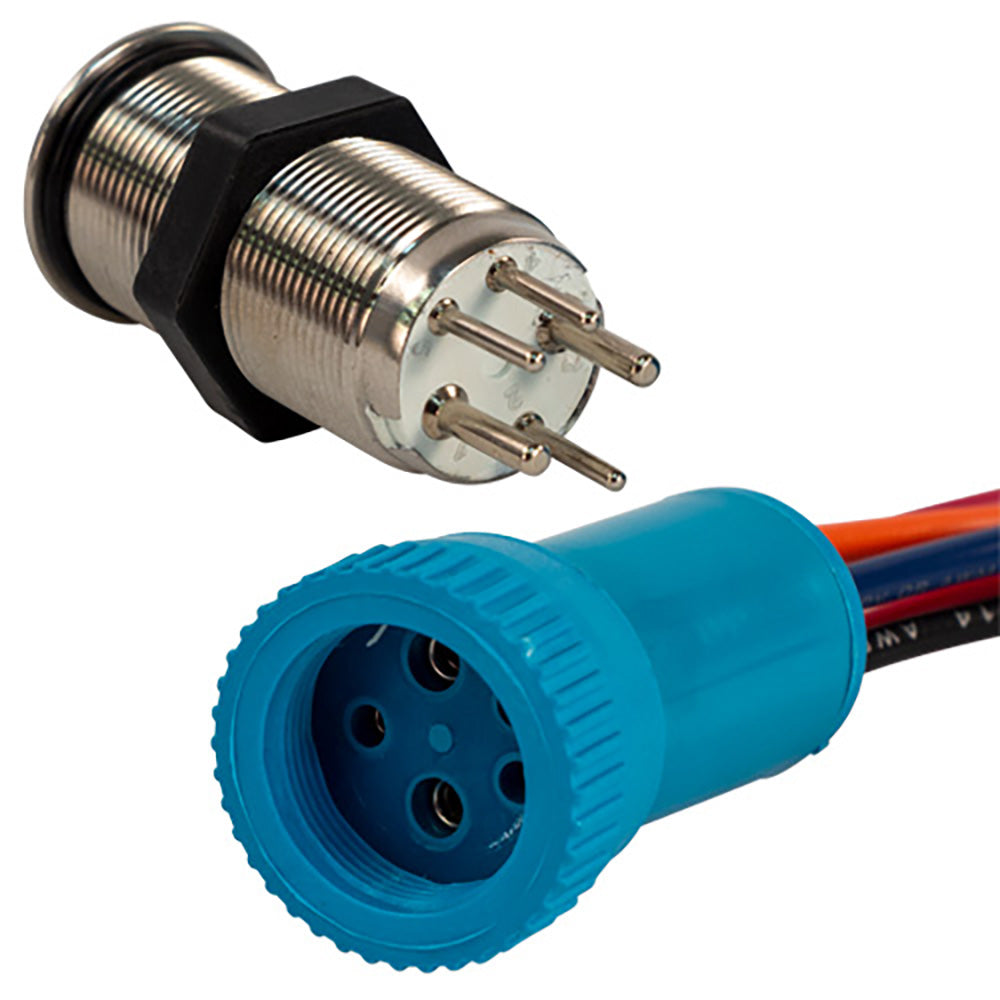 Bluewater 19mm Push Button Switch - Off/(On)/(On) Double Momentary Contact - Blue/Green/Red LED - 4&