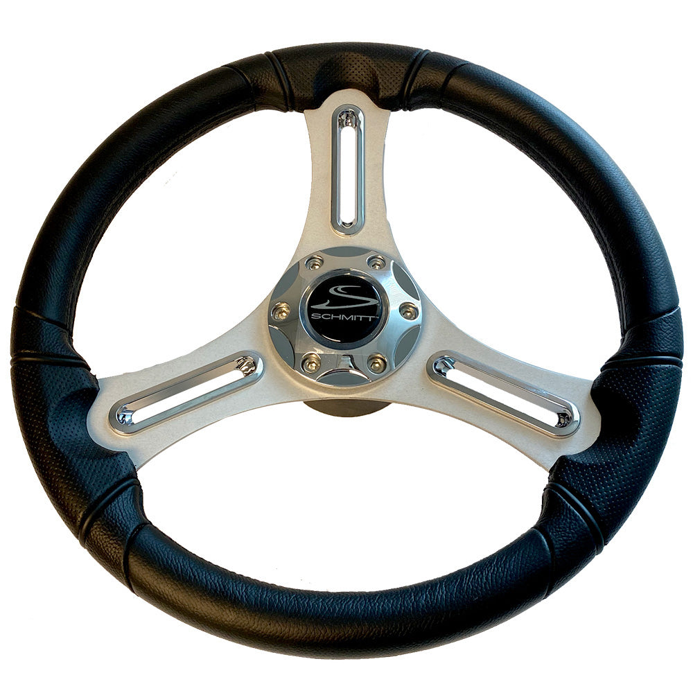 Schmitt Marine Torcello 14&quot; Wheel - 03 Series - Polyurethane Wheel w/Chrome Trim  Cap - Brushed Spokes - 3/4&quot; Tapered Shaft - Retail Packaging [PU033104-12R]