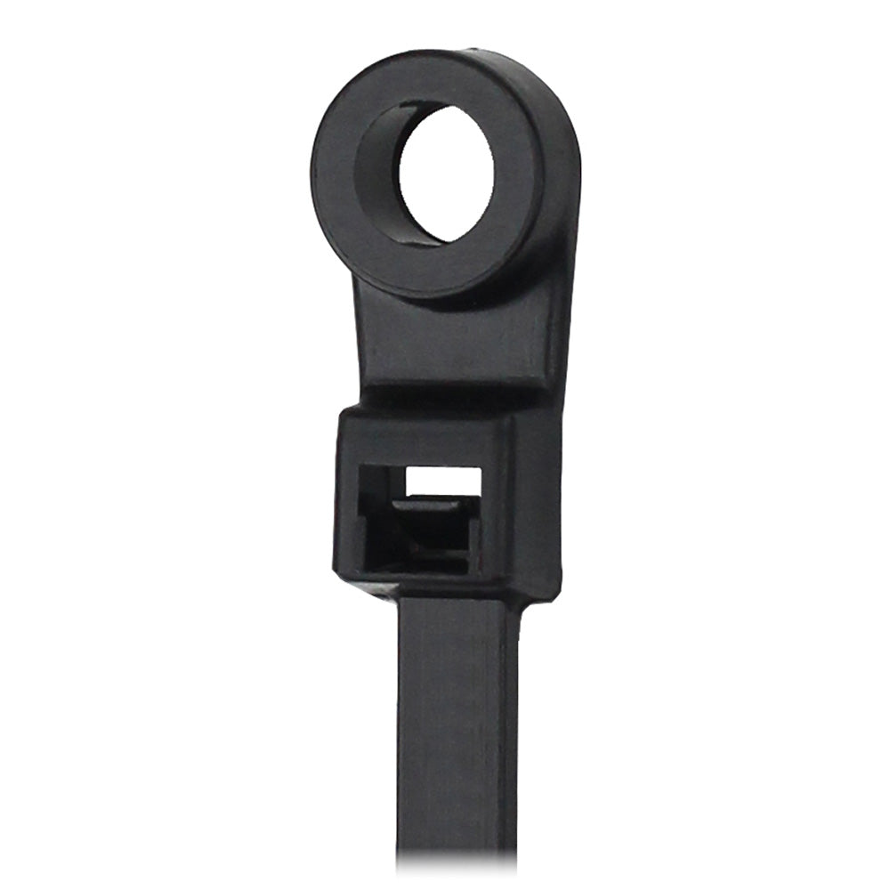 Pacer 8&quot; Cable Tie w/Mounting Ring - Black - 50lb Tensile Strength - 2&quot; Bundle Diameter - 100 Piece Bag [CTMR2S-100BK]