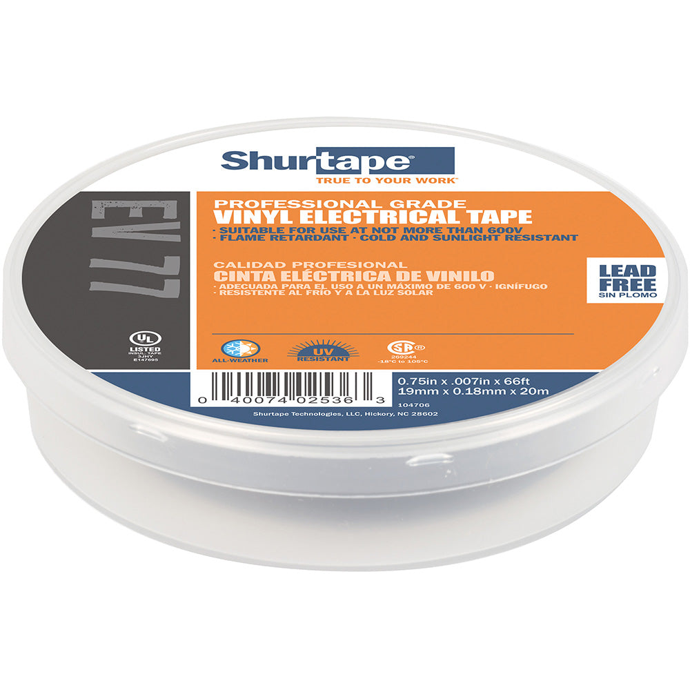 Shurtape EV 077B Professional Grade Black Electrical Tape f/Insulating  Splicing - 3/4&quot; x 66&