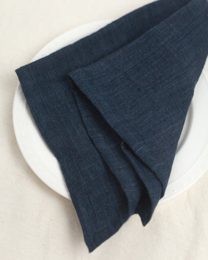 Stone Washed Linen Hemmed Dinner Napkins