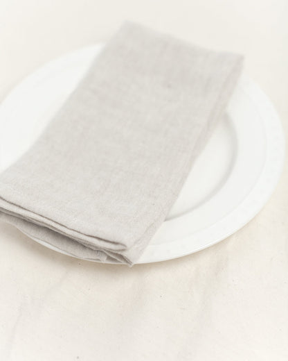 Stone Washed Linen Hemmed Dinner Napkins