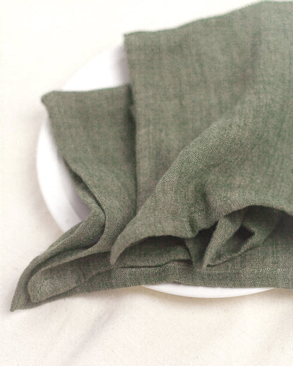 Stone Washed Linen Hemmed Dinner Napkins