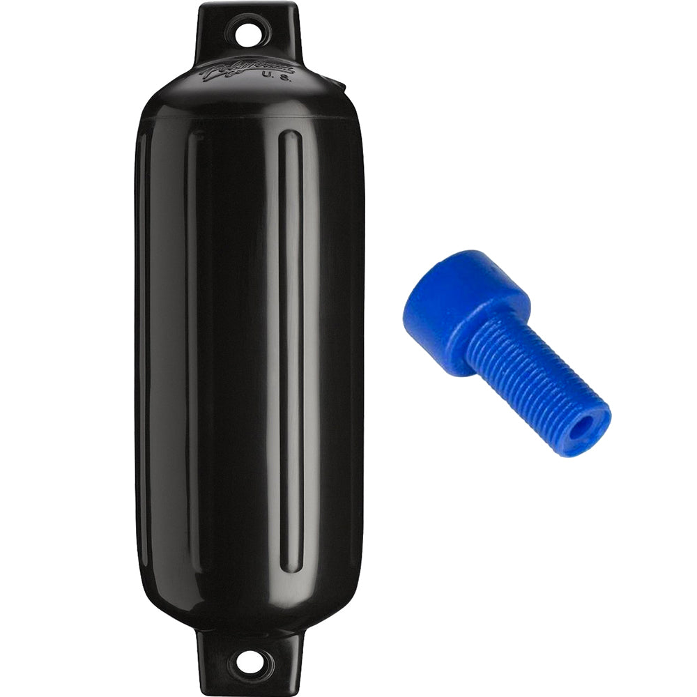 Polyform G-4 Twin Eye Fender 6.5&quot; x 22&quot; - Black w/Adapter [G-4-BLACK]