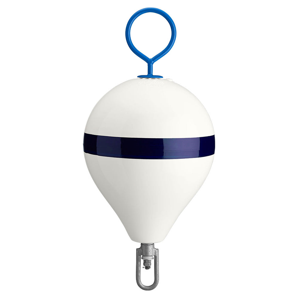 Polyform 13.5&quot; CM Mooring Buoy w/Steel Iron - White Blue Stripe [CM-2 WH-STR]