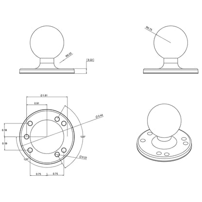 RAM Mount 2-1/2&quot; Diameter Base w/1.5&quot; Ball [RAM-202U]