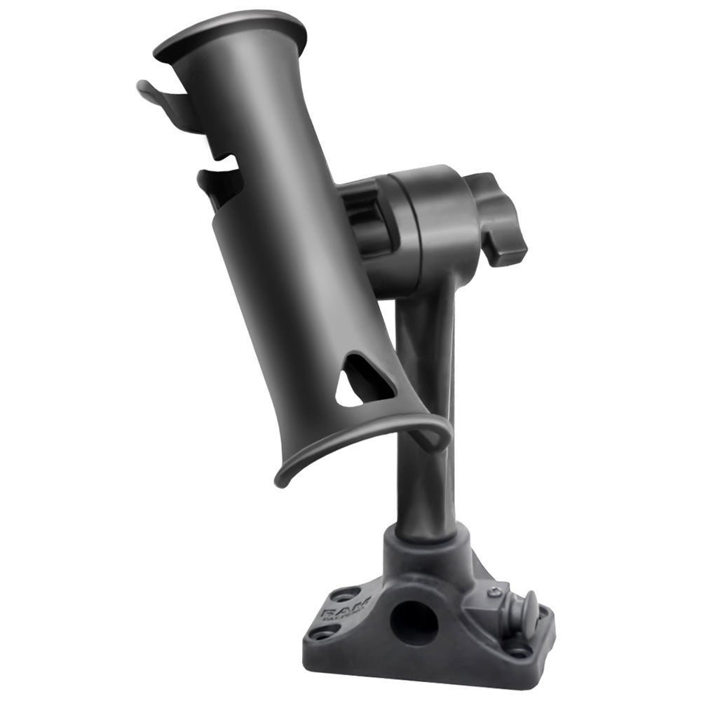 RAM Mount RAM Tube Jr. Fishing Rod Holder, Standard 6&quot; Length Post Spline &amp; Combo Bulkhead/Flat Surface Base w/Plunger [RAP-390-BMPU]