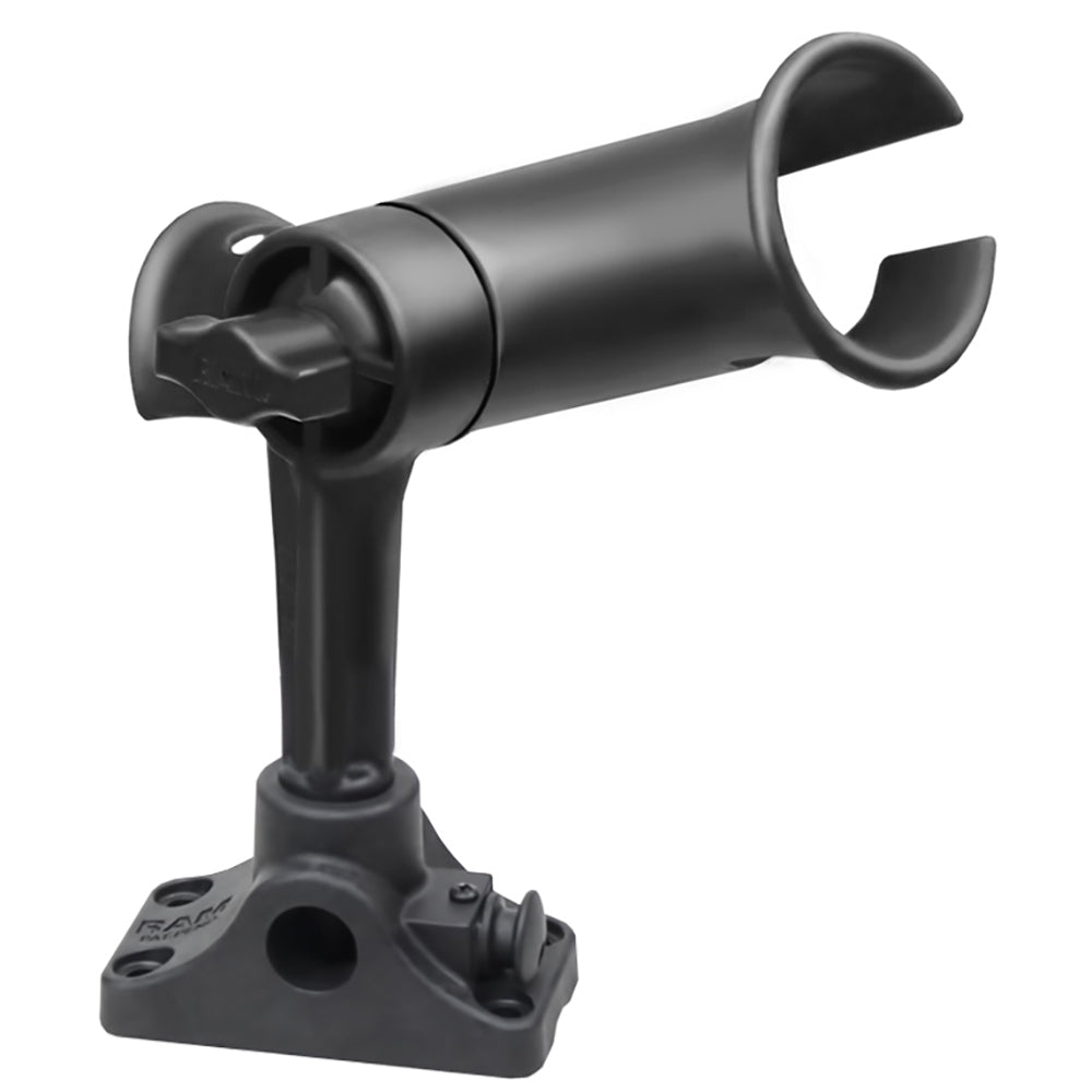 RAM Mount RAM Tube Jr. Fishing Rod Holder, Standard 4&quot; Length Post Spline &amp; Combo Bulkhead/Flat Surface Base w/Plunger [RAP-390-SBMPU]