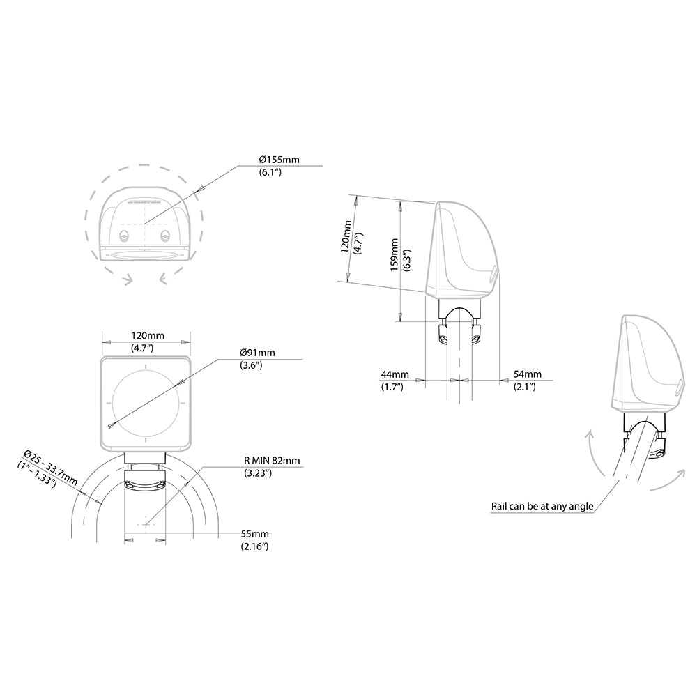 Scanstrut Scanpod Single Instrument Pod Rail Mount - Cut f/Standard Instrument - Fits 1&quot; - 1.33&quot; Rails [SPR-1I-RM]