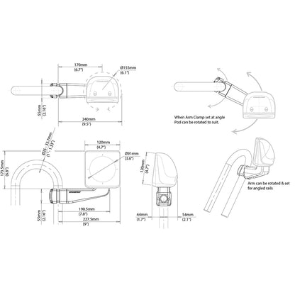 Scanstrut Scanpod Single Instrument Pod -Precut- Arm Mounted - Fits 1&quot; - 1.3&quot; Rails [SPR-1I-AM]