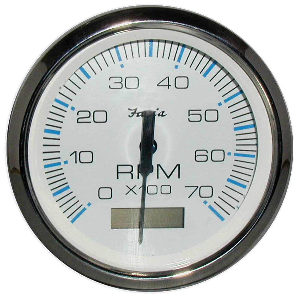 Faria Chesapeake White SS 4&quot; Tachometer w/Hourmeter - 7000 RPM (Gas) (Outboard) [33840]