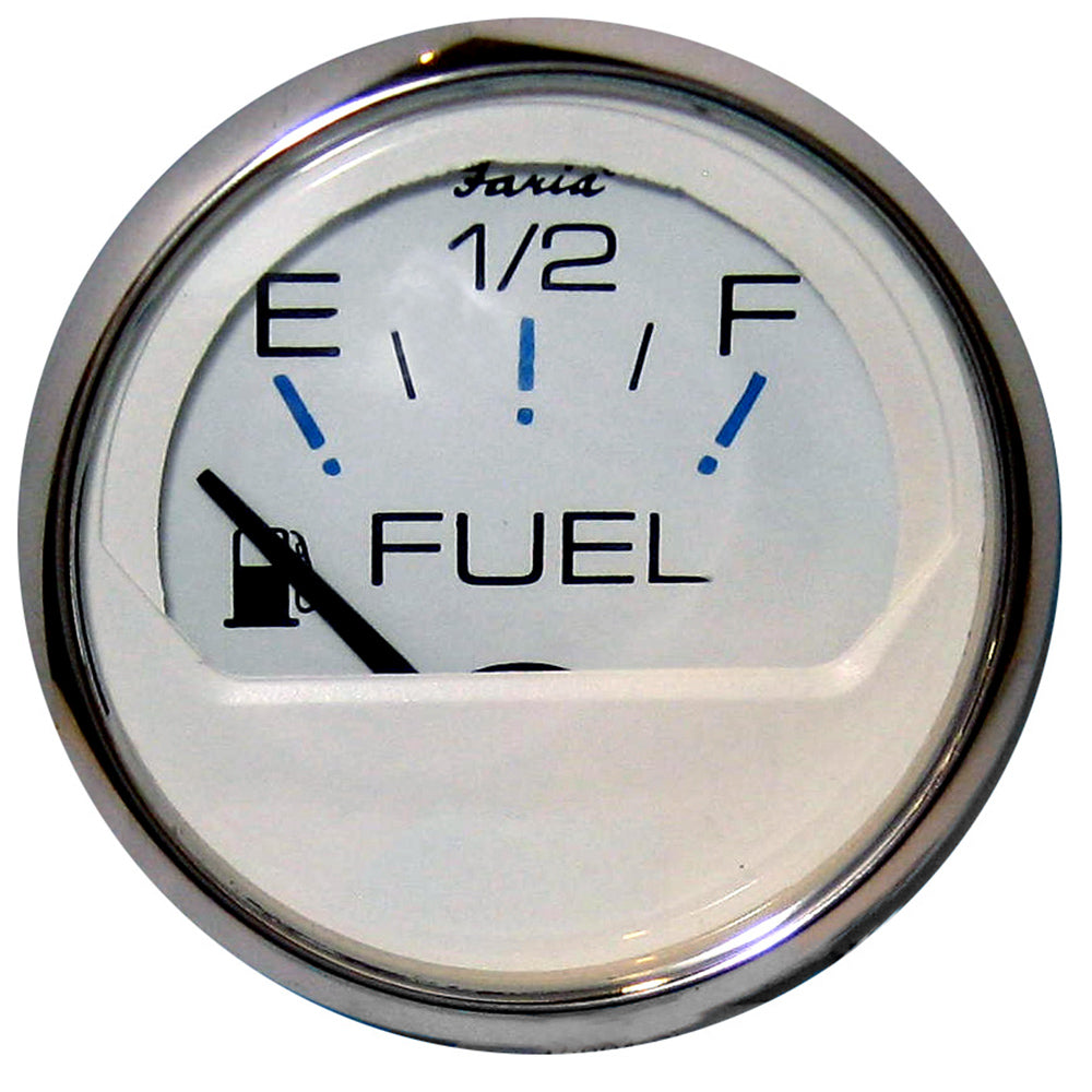 Faria Chesapeake White SS 2&quot; Fuel Level Gauge (E-1/2-F) [13801]