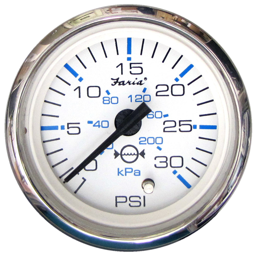 Faria Chesapeake White SS 2&quot; Water Pressure Gauge (30 PSI) [13812]