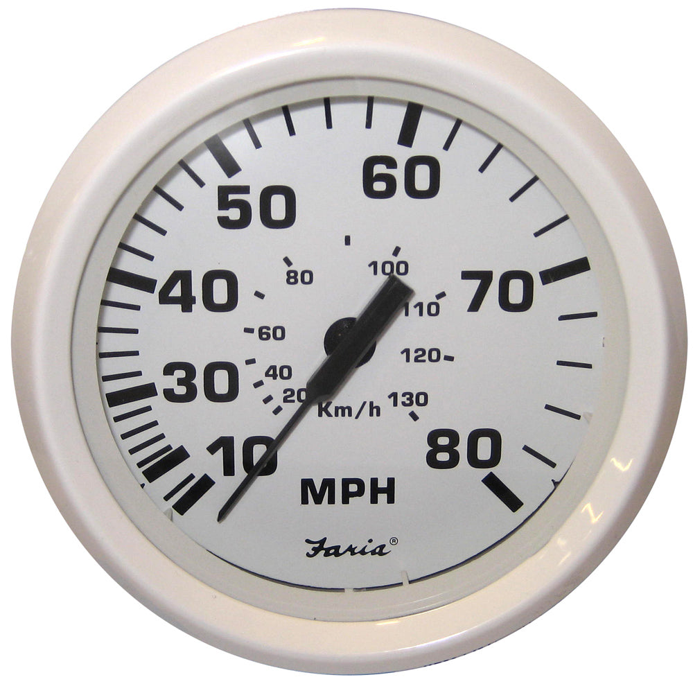 Faria Dress White 4&quot; Speedometer - 80MPH (Pitot) [33113]