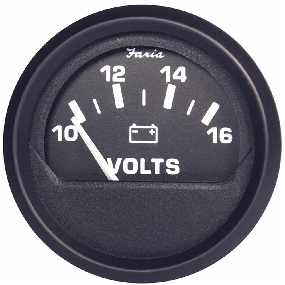 Faria Euro Black 2&quot; Voltmeter (10-16 V) [12821]