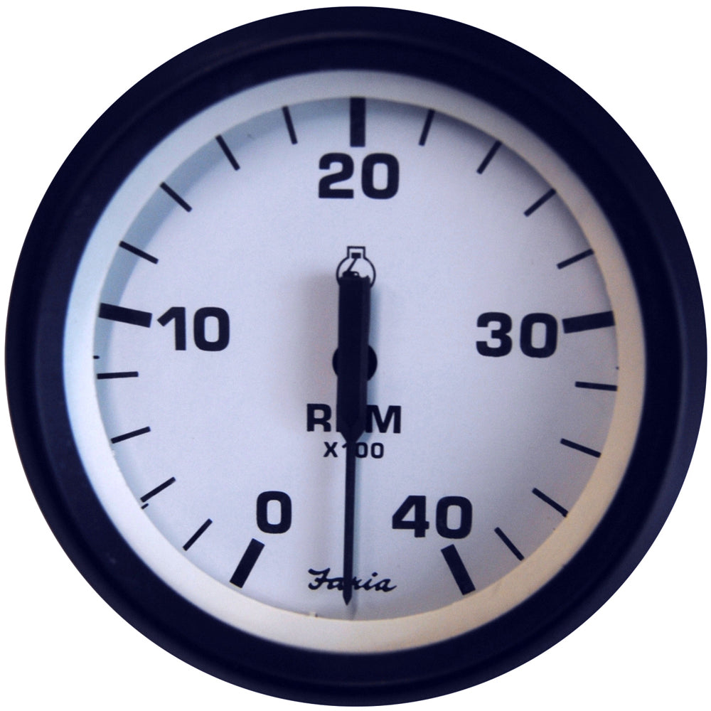 Faria Euro White 4&quot; Tachometer 4000 RPM (Diesel) (Mechanical Takeoff  Var Ratio Alt) [32942]