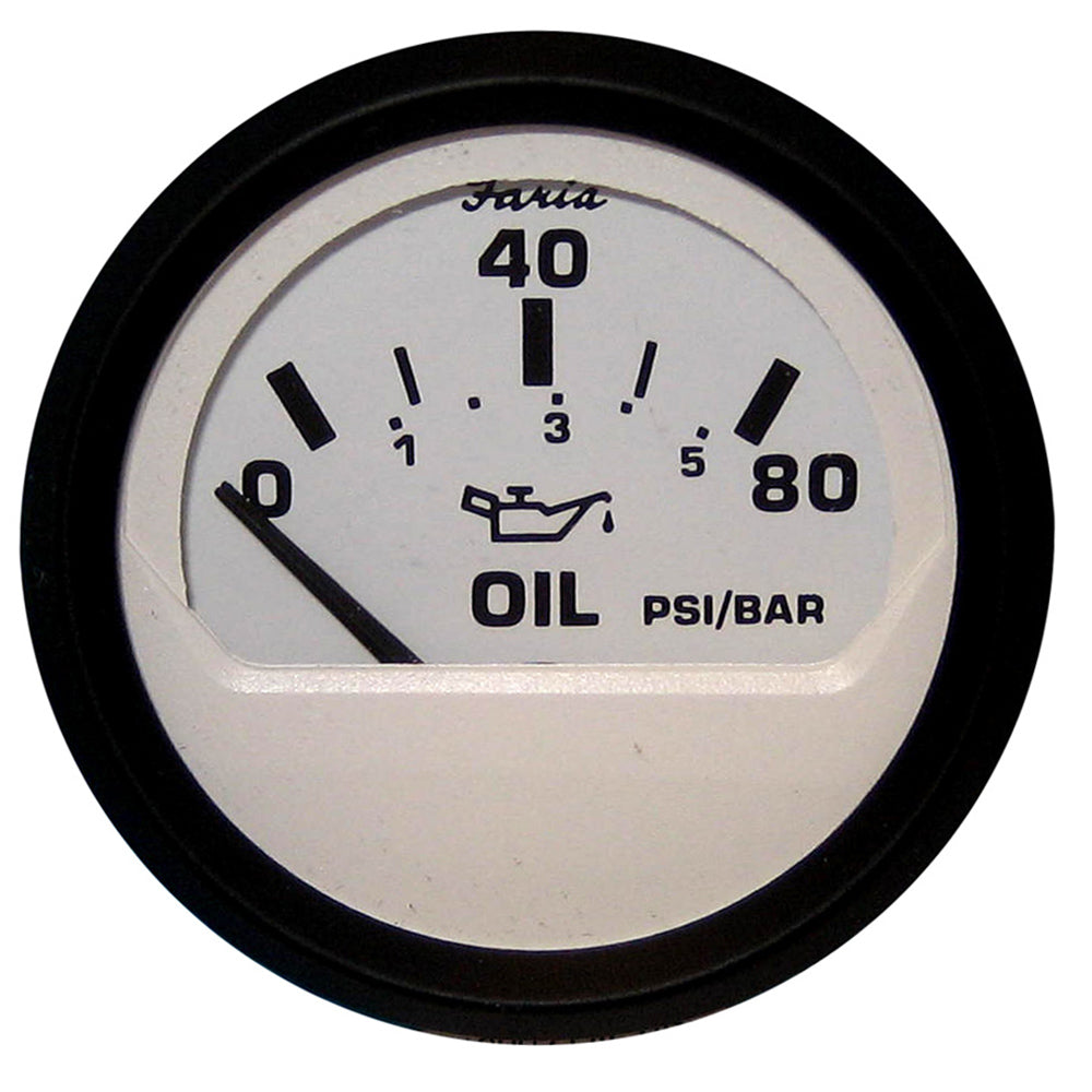 Faria Euro White 2&quot; Oil Pressure Gauge (80 PSI) [12902]