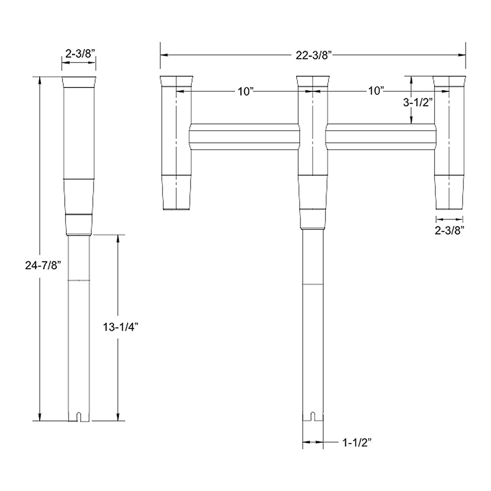 TACO Deluxe Trident Rod Holder Cluster Straight [F31-0780BXY-1] - 0