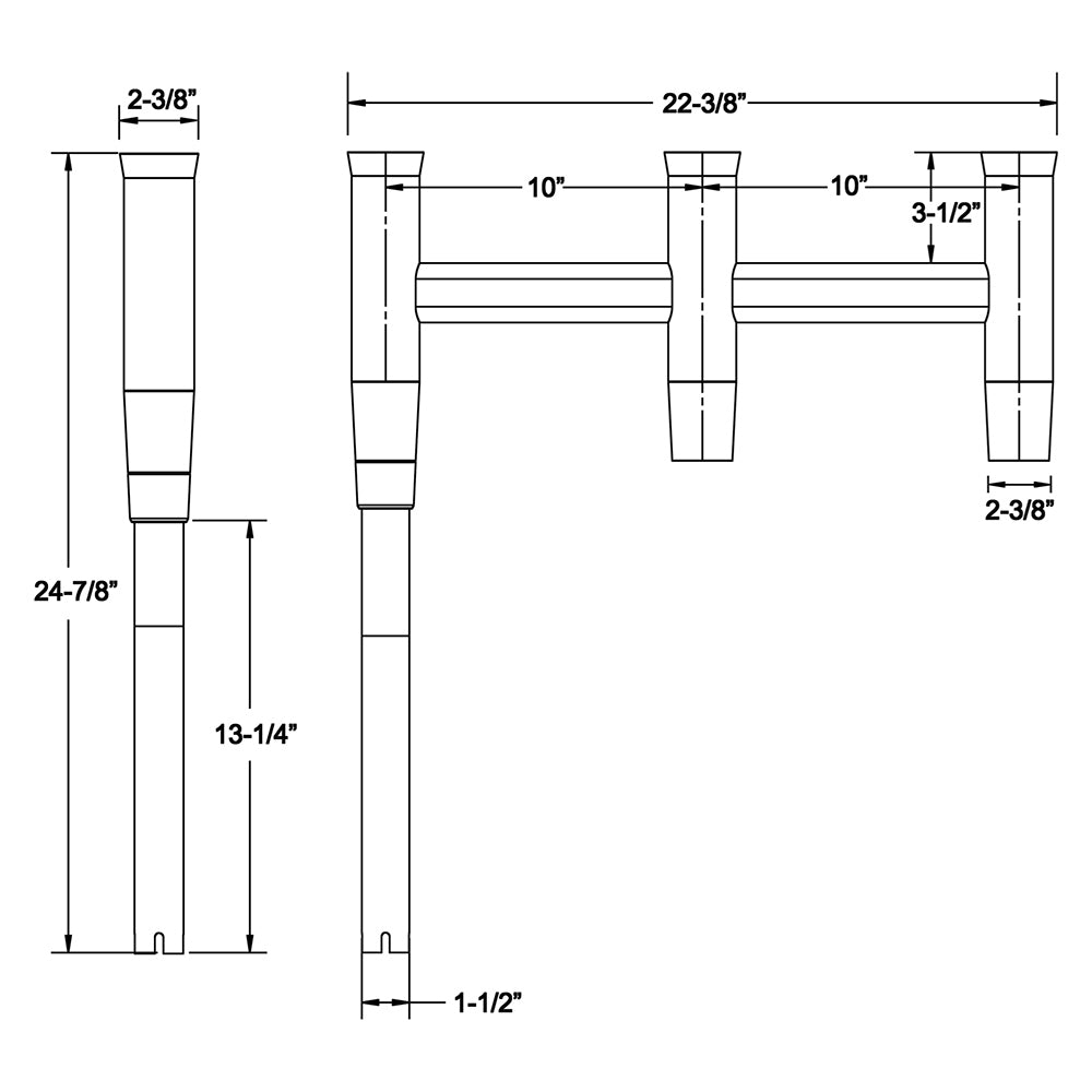 TACO Deluxe Trident Rod Holder Cluster Offset [F31-0781BXY-1] - 0