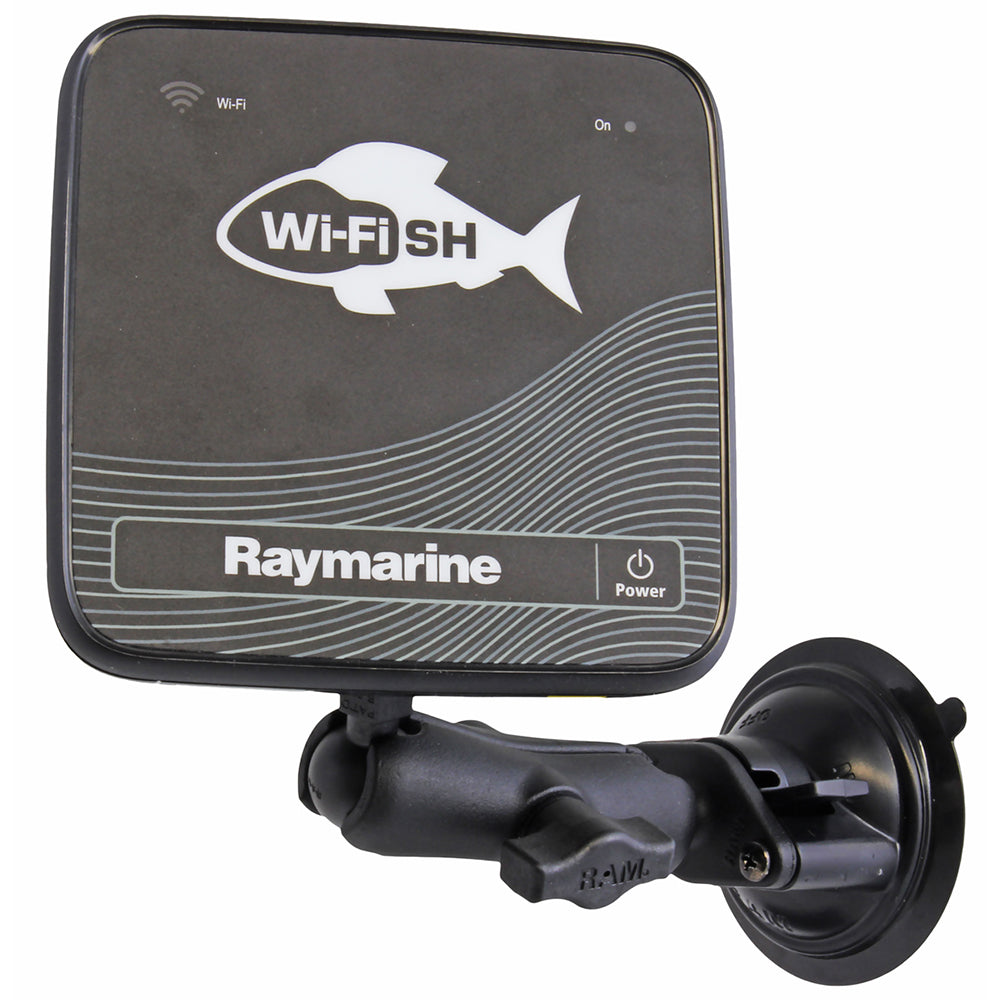 RAM Mount Suction Cup Mount w/1&quot; Ball, including M6 X 30 SS HEX Head Bolt, f/Raymarine Dragonfly-4/5  WiFish Devices [RAM-B-224-1-379-M616U]