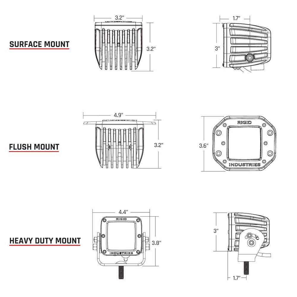 RIGID Industries D-Series PRO Flush Mount - Spot LED - Midnight Edition - Pair - Black [212213BLK] - 0