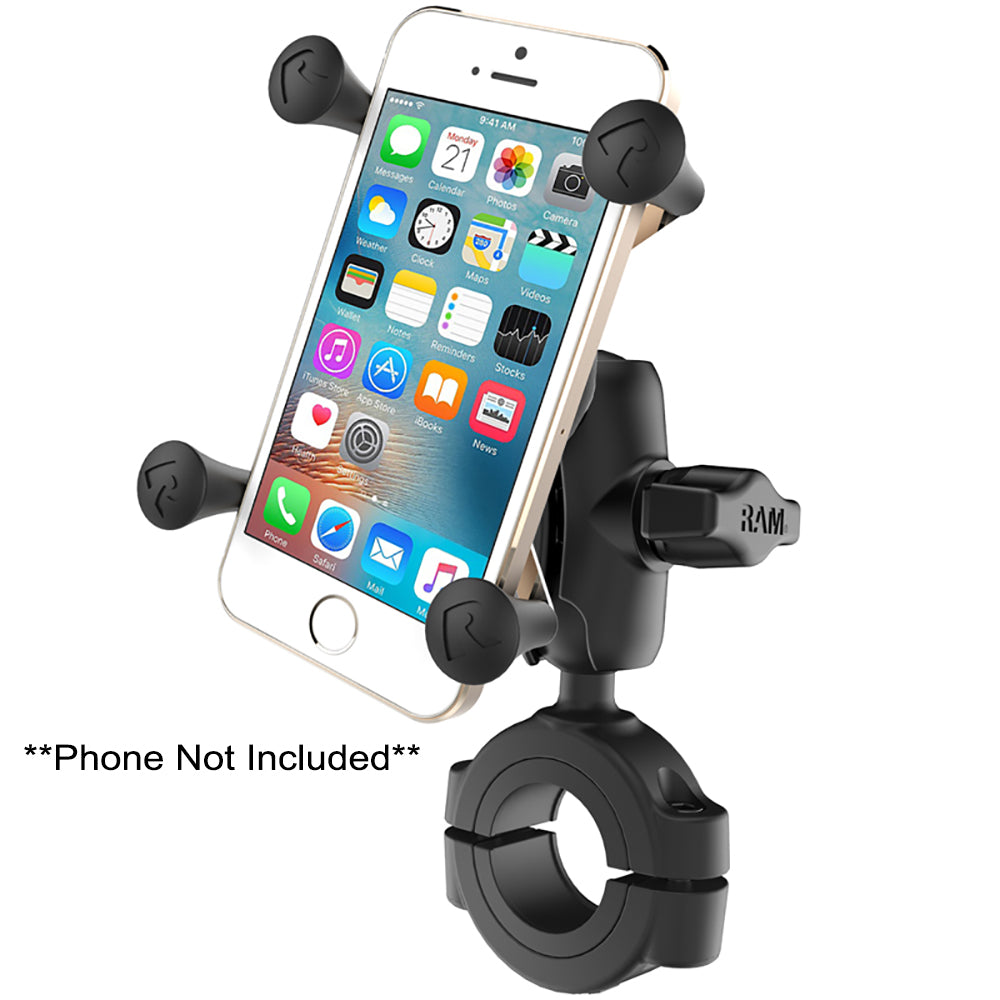 RAM Mount RAM Torque 1 1/8&quot; - 1 1/2&quot; Diameter Handlebar/Rail Base with B Size 1&quot; Ball, Short Arm and X-Grip for Phones [RAM-B-408-112-15-A-UN7U]