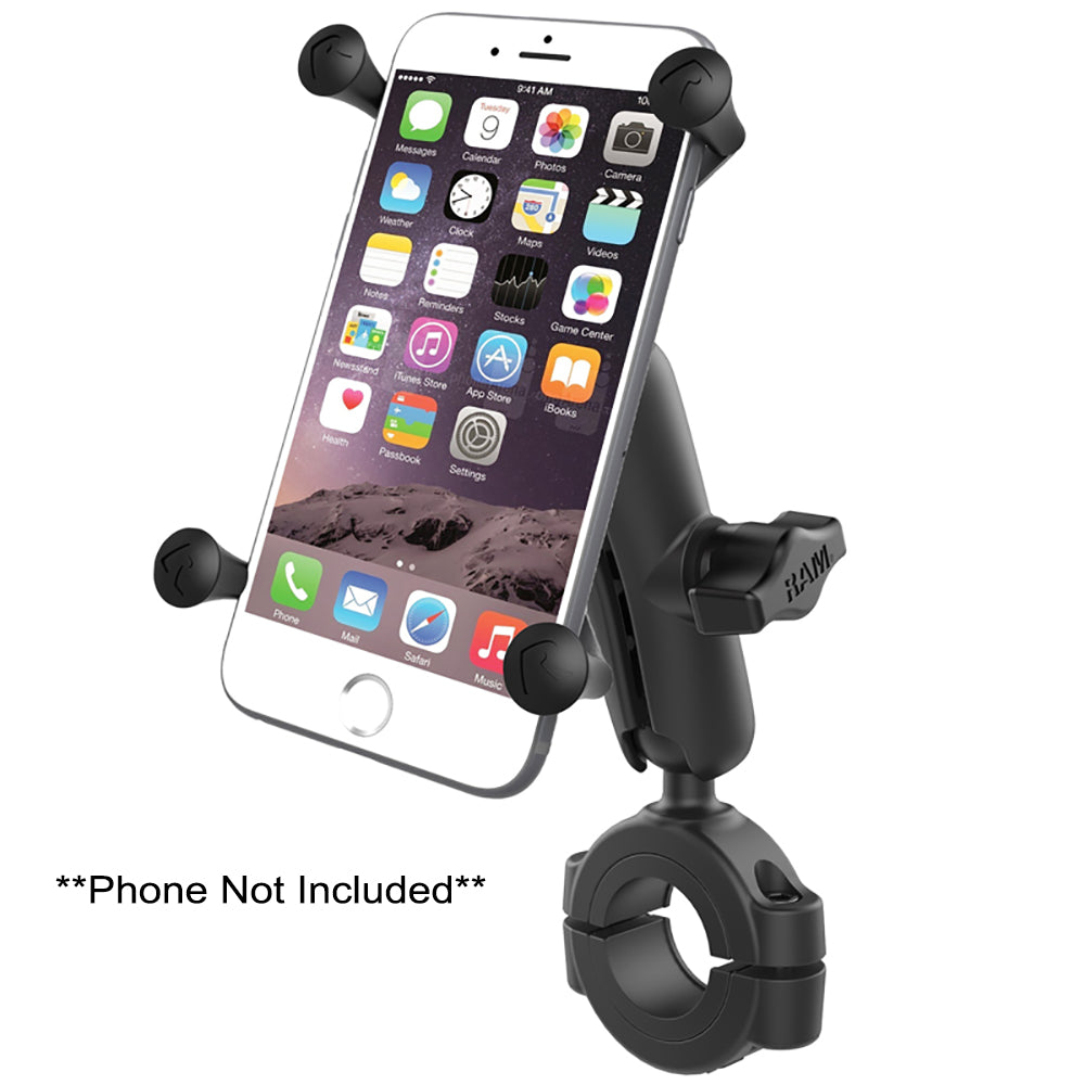 RAM Mount RAM Torque 1 1/8&quot; - 1 1/2&quot; Diameter Handlebar/Rail Base with 1&quot; Ball, Medium Arm and X-Grip for Larger Phones [RAM-B-408-112-15-UN10U]