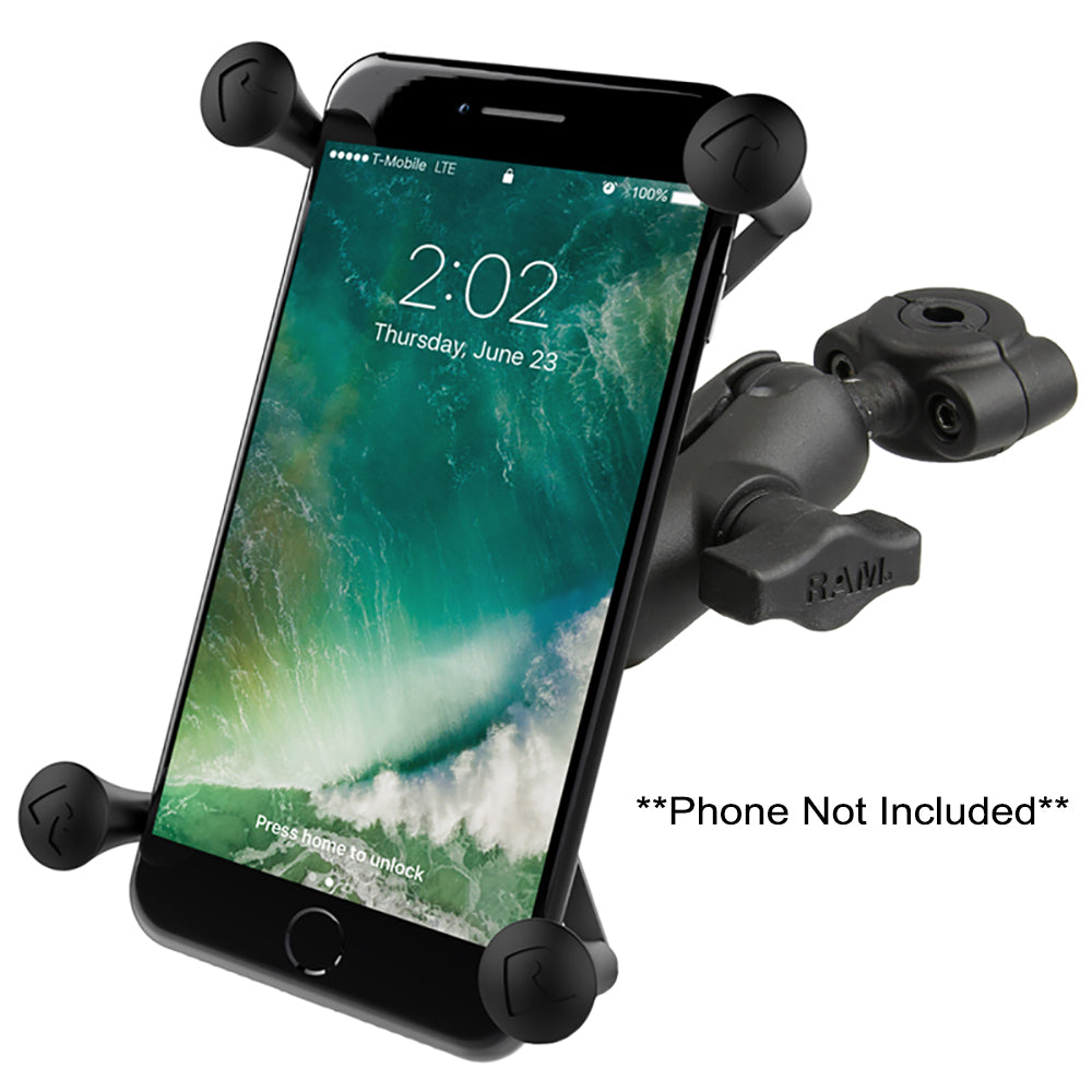 RAM Mount RAM Torque 3/8&quot; - 5/8&quot; Diameter Mini Rail Base with 1&quot; Ball, Short Arm and X-Grip for Larger Phones [RAM-B-408-37-62-A-UN10]