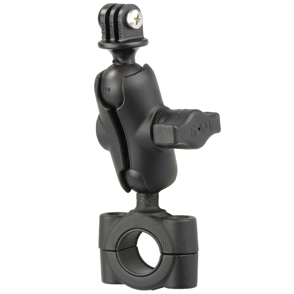 RAM Mount RAM Torque 3/4&quot; - 1&quot; Diameter Handlebar/Rail Base with 1&quot; Ball, SHORT Arm and GoPro/Action Camera Mount [RAM-B-408-75-1-A-GOP1U]