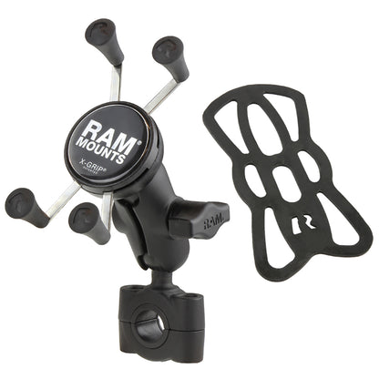 RAM Mount RAM Torque 3/4&quot; - 1&quot; Diameter Handlebar/Rail Base with 1&quot; Ball, Short Arm and X-Grip for Phones [RAM-B-408-75-1-A-UN7U]