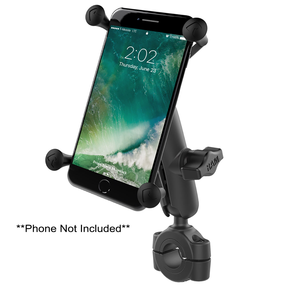 RAM Mount RAM Torque 3/4&quot; - 1&quot; Diameter Handlebar/Rail Base with 1&quot; Ball, Medium Arm and X-Grip for Larger Phones [RAM-B-408-75-1-UN10U]