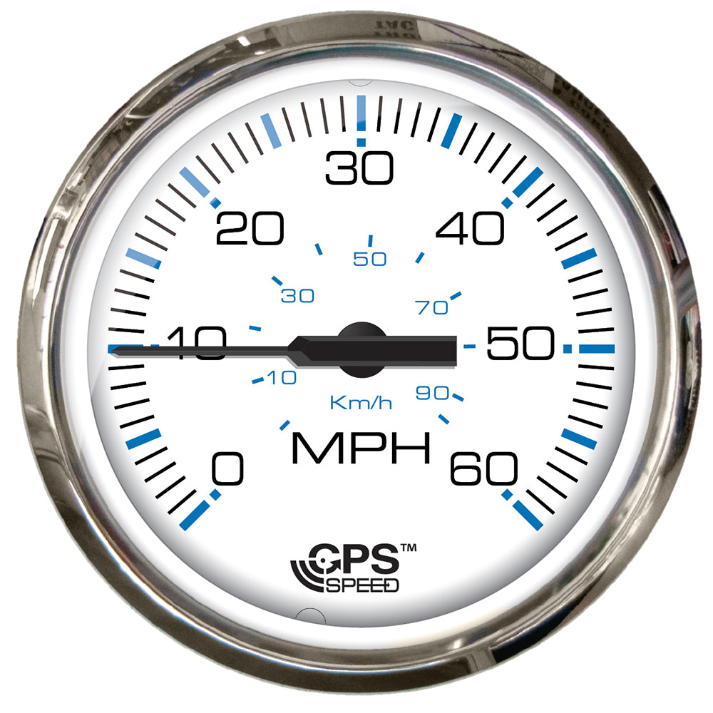 Faria Chesapeake White SS 4&quot; Studded Speedometer - 60MPH (GPS) [33839]