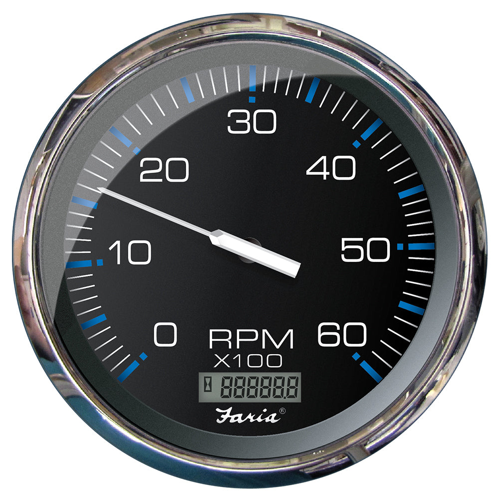 Faria Chesapeake Black 5&quot; Tachometer w/Digital Hourmeter - 6000 RPM (Gas) (Inboard) [33763]