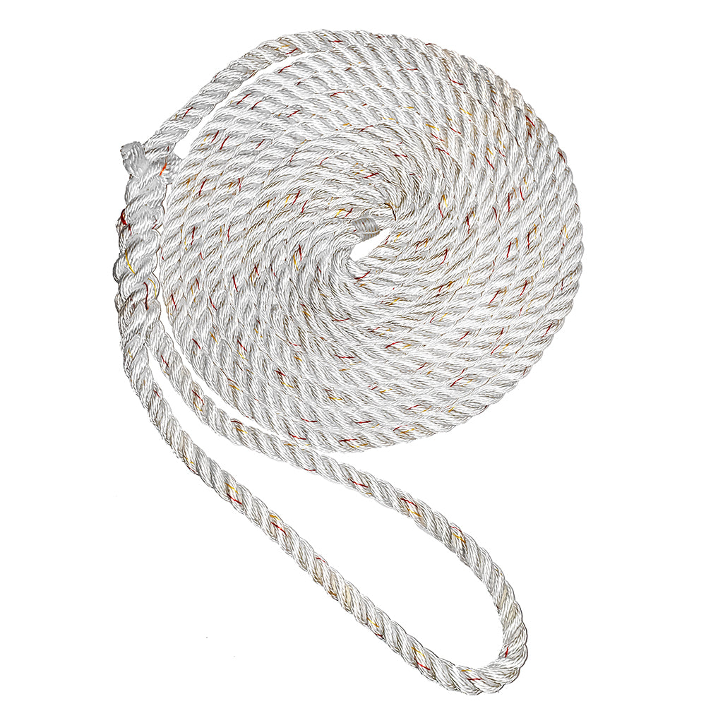 New England Ropes 3/8&quot; Premium 3-Strand Dock Line - White w/Tracer - 15 [C6050-12-00015]