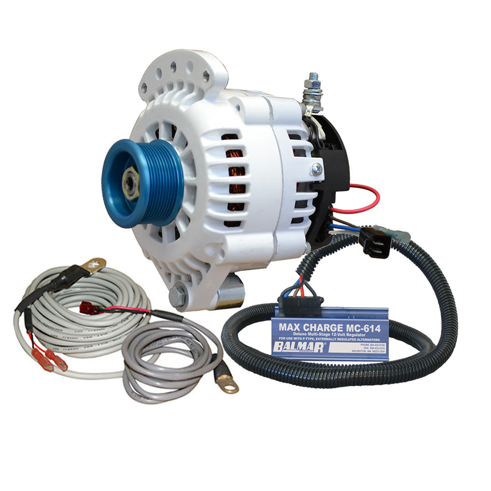 Balmar Alternator 120 AMP Kit 12V 1-2&quot; Single Foot Spindle Mount J10 Pulley Regulator  Temp Sensor [621-VUP-MC-120-J10]