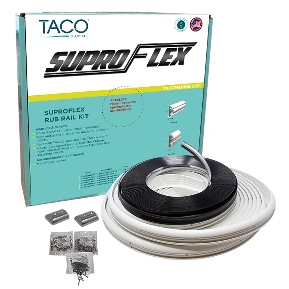 TACO SuproFlex Rub Rail Kit - White w/Flex Chrome Insert - 2&quot;H x 31/32&quot;W x 80L [V11-9990WCM80-2]