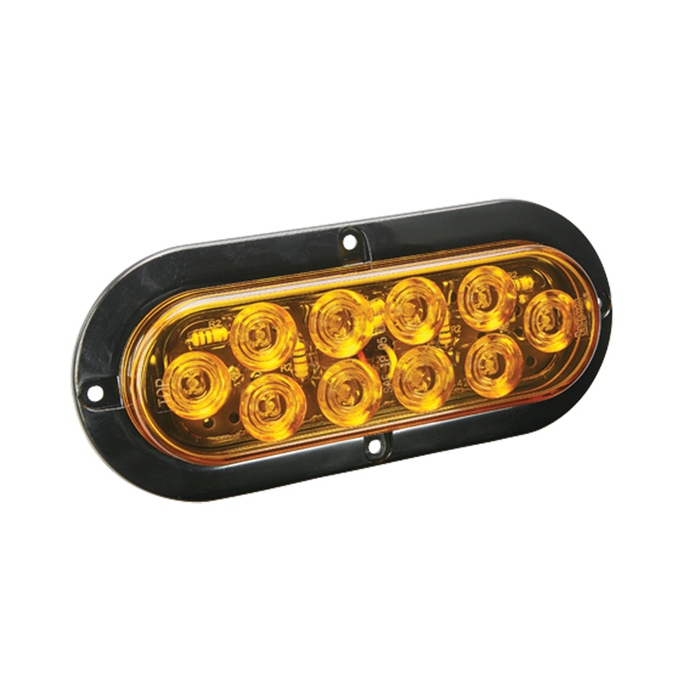 Wesbar LED Waterproof 6&quot; Oval Surface Flange Mount Tail Light - Amber w/Black Flange Base [40-767758]