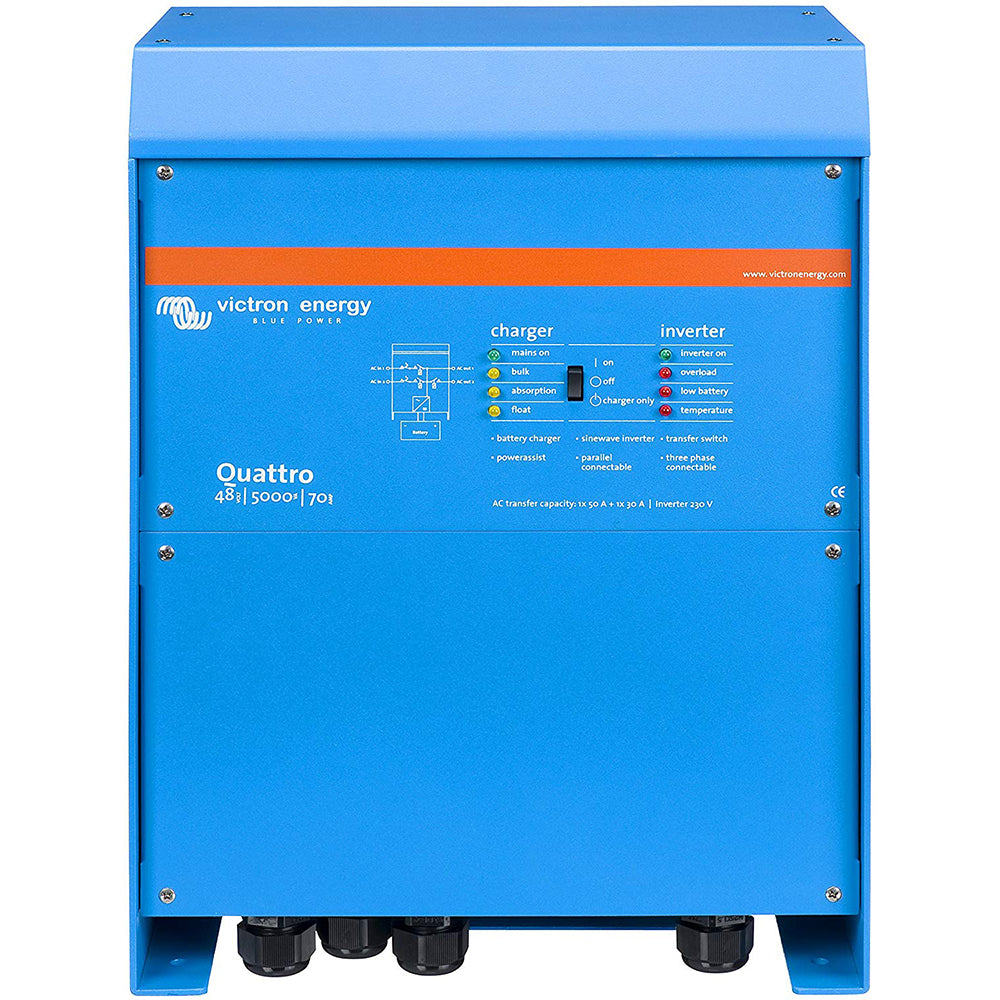 Victron Quattro Inverter/Charger 48V DC - 5000VA - Dual 100A 120VAC Inputs - Auto Transfer Switch - 70AMP Charger [QUA485021100]