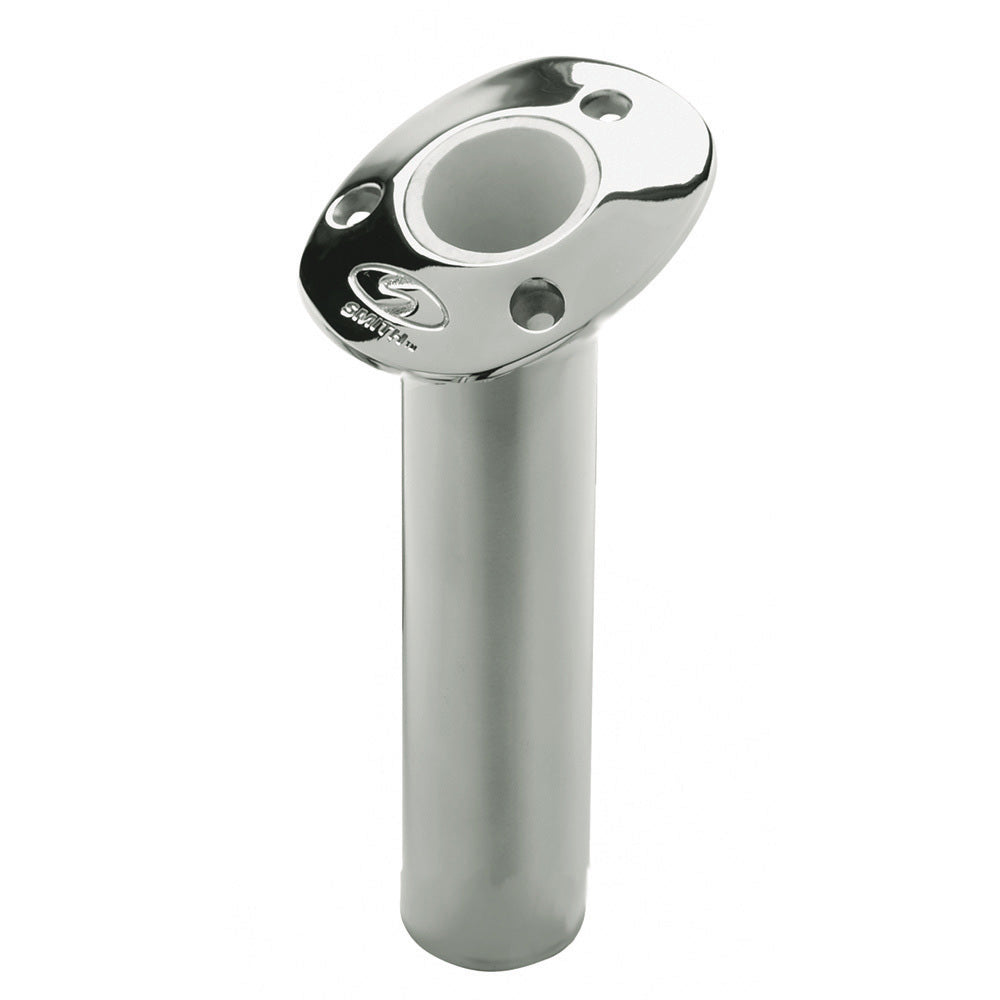 C.E. Smith Flush Mount Rod Holder - 15 Degree  9&quot; Depth - Stainless Steel - Cast Gimbal - White Vinyl Liner [53671CA]