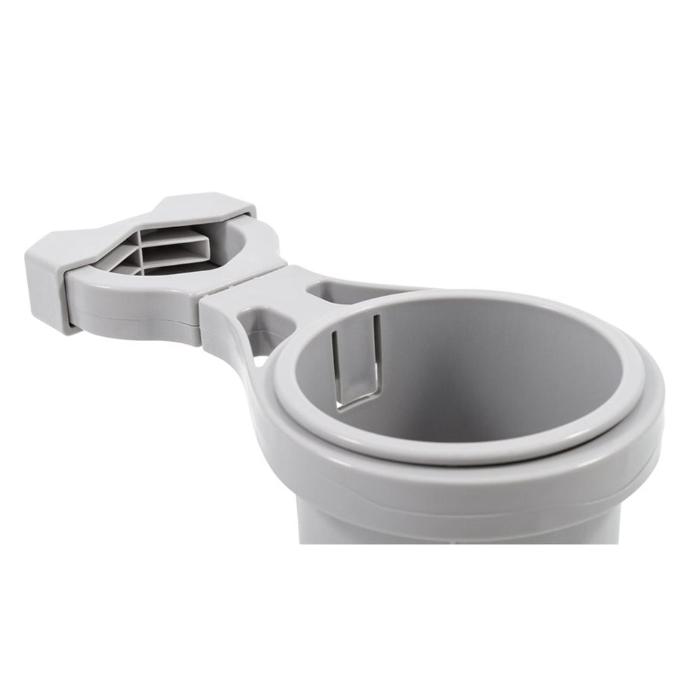 Camco Clamp-On Rail Mounted Cup Holder - Small for Up to 1-1/4&quot; Rail - Grey [53093]