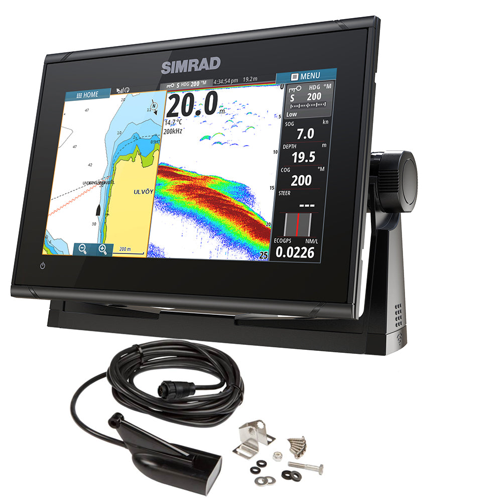 Simrad GO9 XSE Chartplotter / Fishfinder w/MED/HI Downscan Transom Mount Transducer  C-MAP Discover Chart [000-13211-002]