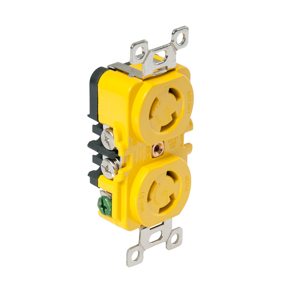 Marinco Locking Receptacle - 15A, 125V - Yellow [4700CR] - 0