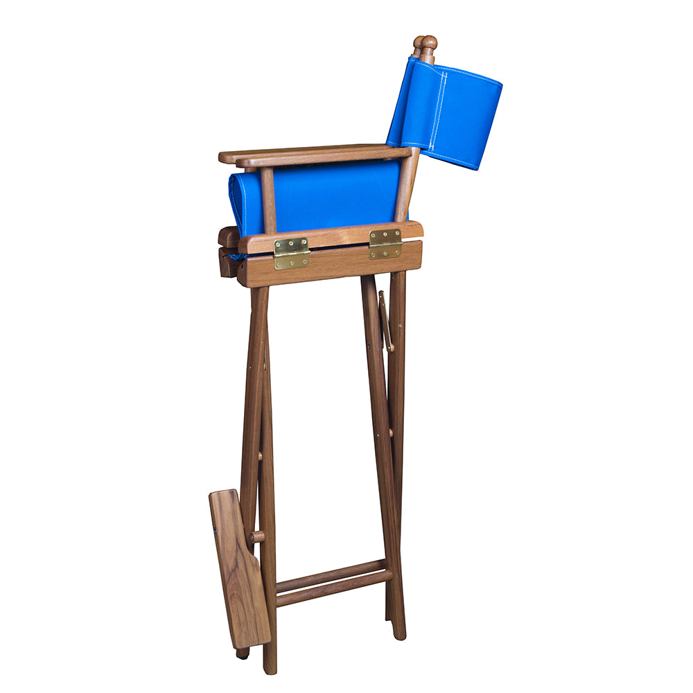 Whitecap Captains Chair w/Blue Seat Covers - Teak [60045] - 0