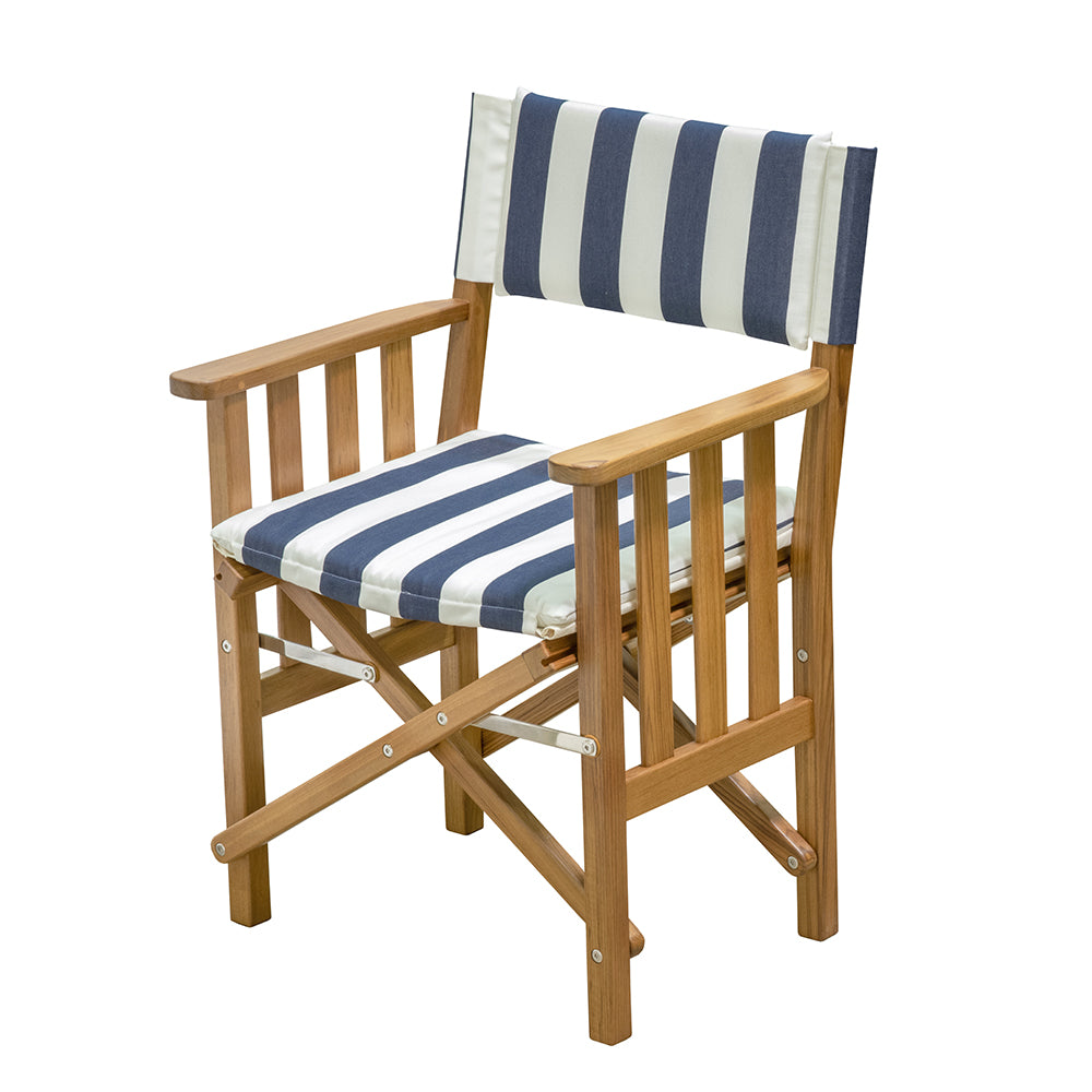 Whitecap Directors Chair II w/Navy  White Cushion - Teak [61050] - 0