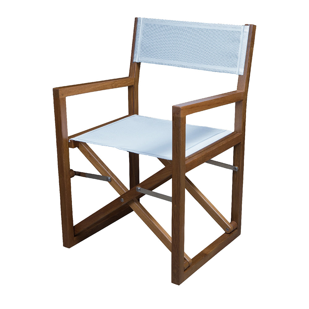 Whitecap Directors Chair w/White Batyline Fabric - Teak [63061] - 0